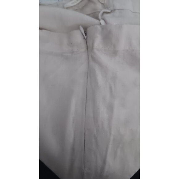 Pena House 36 Small Cream Linen Flowy Lagenlook Minimalist Boho Travel Pants - Picture 4 of 5